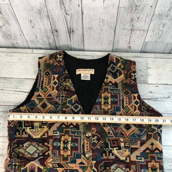 Vintage Norm Thompson Aztec Tapestry Vest Large - Picture 7 of 9